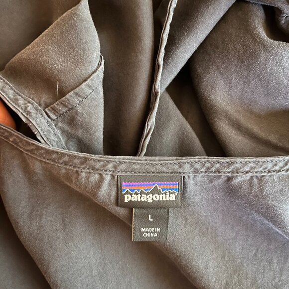 Patagonia Size L June Lake Dress Dark Grey Shift Short Sleeve *Flaw - Picture 2 of 11